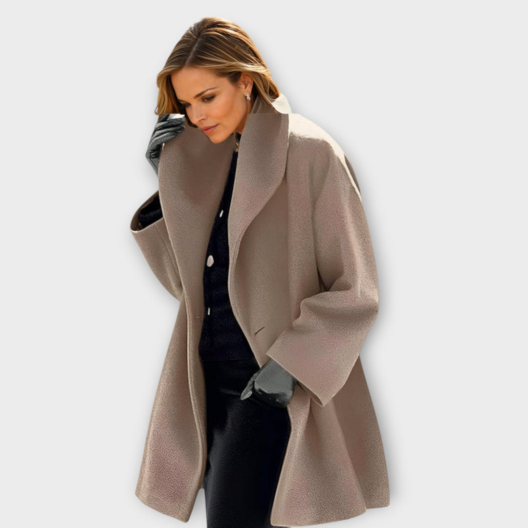 Louise | Manteau Long Femme Oversize Bleu Clair Col Large