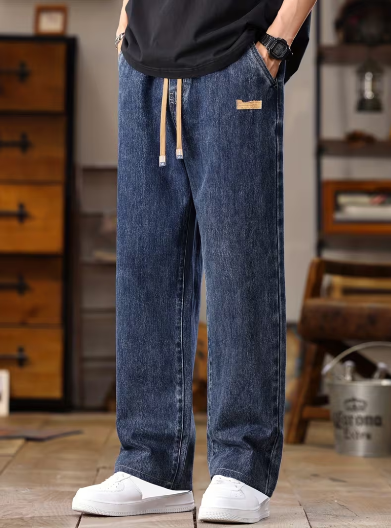 Pierre | Jean Denim Taille Cordon Large Jambes