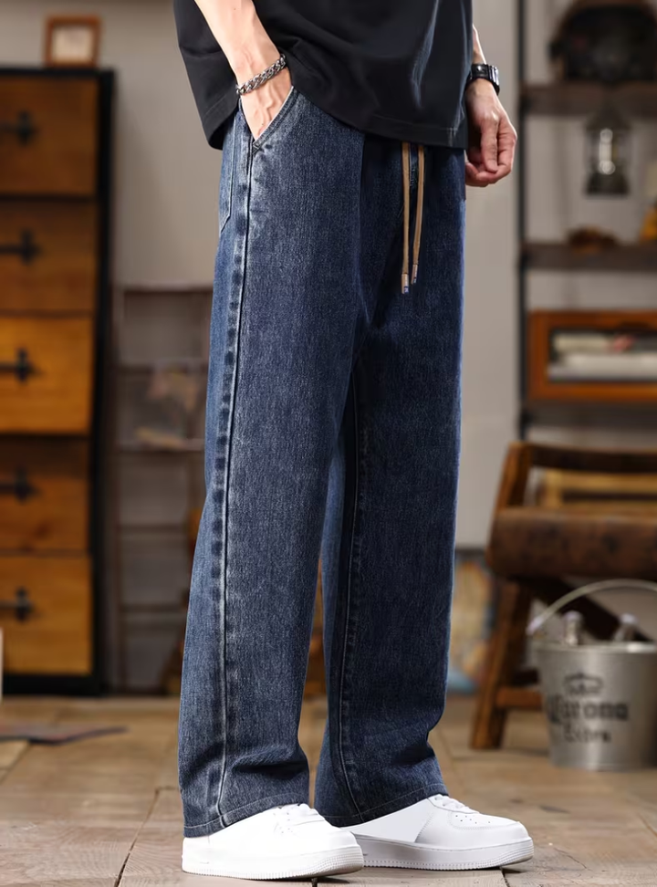 Pierre | Jean Denim Taille Cordon Large Jambes