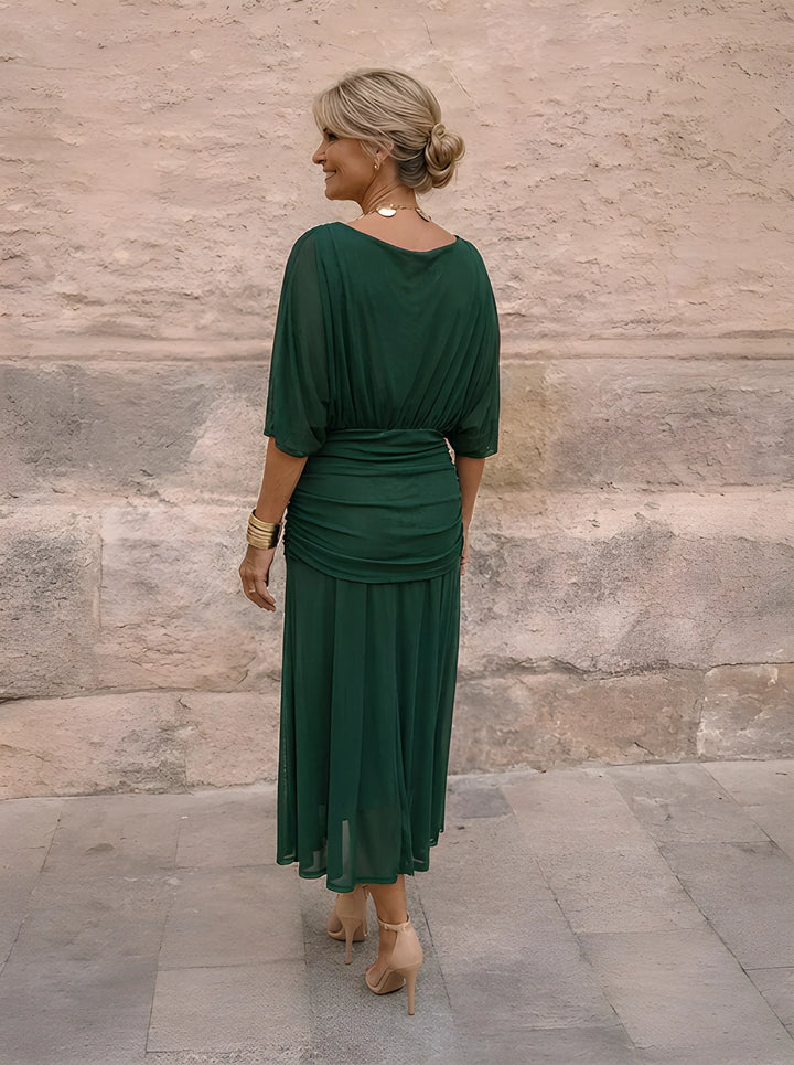 Aurélie | Robe Midi à Manches Longues Chiffon