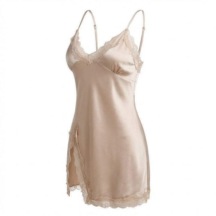 Agathe | Nuisière Satin Sans Manches Fendue