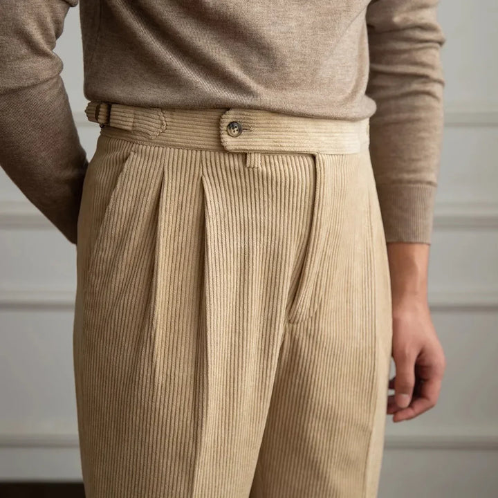 Hugo | Pantalon Velours Côtelé Homme Beige Coupe Ample