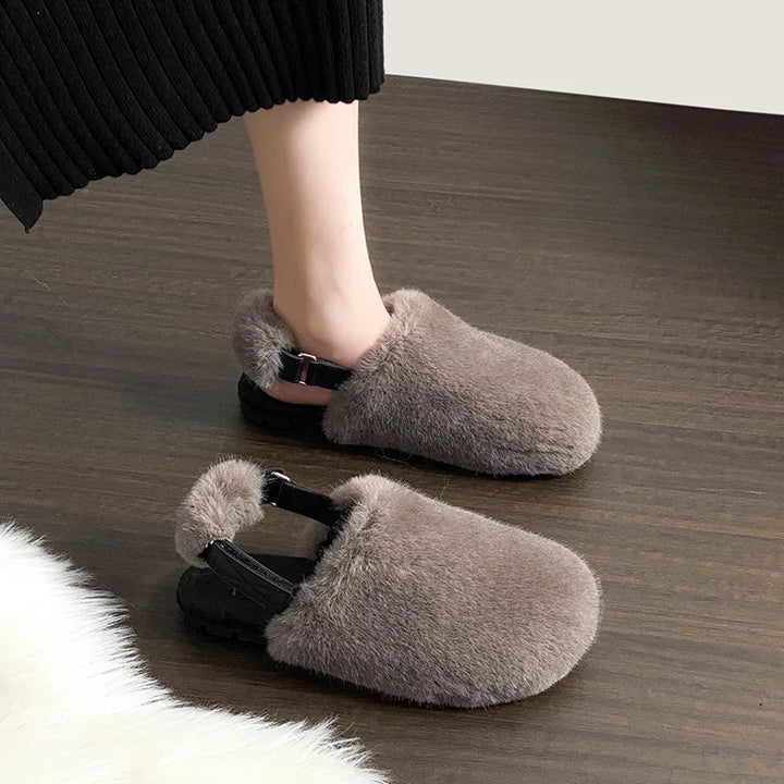 Inès | Chausson Femme Fausse Fourrure Boucle