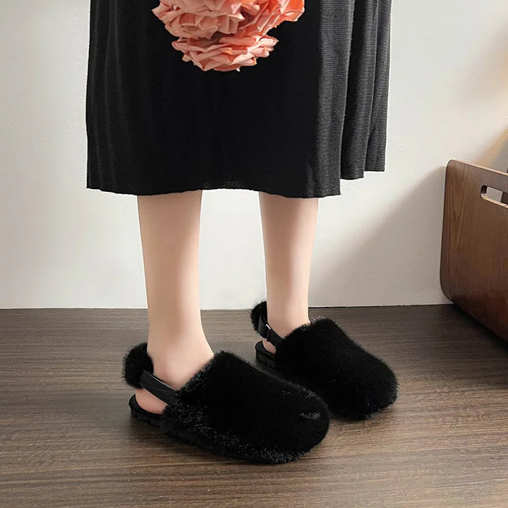 Inès | Chausson Femme Fausse Fourrure Boucle