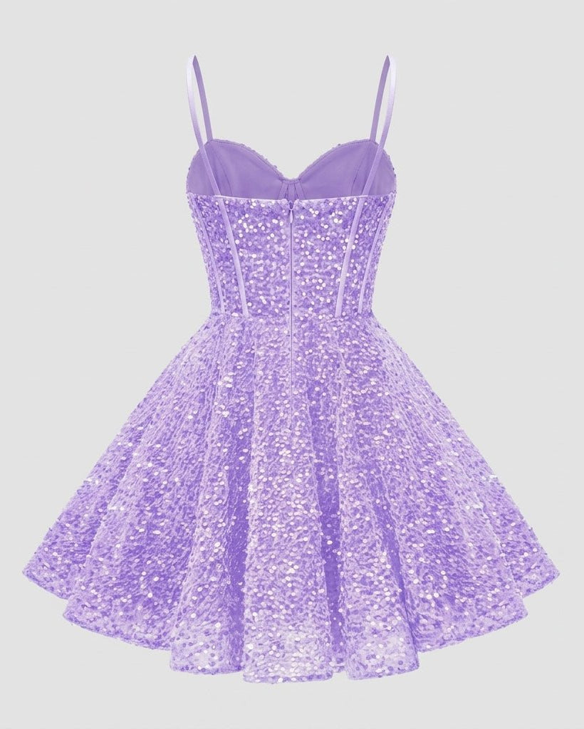 Lucie | Robe Courte Sequin Col Cœur Sans Manches