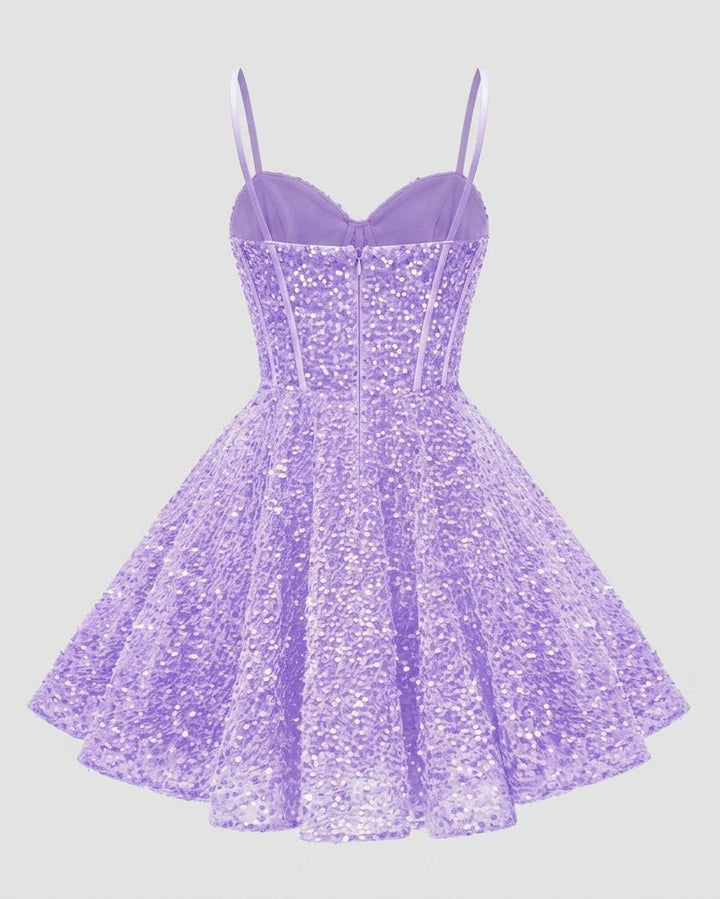 Lucie | Robe Courte Sequin Col Cœur Sans Manches