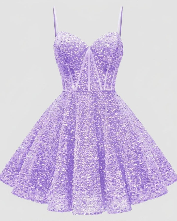 Lucie | Robe Courte Sequin Col Cœur Sans Manches