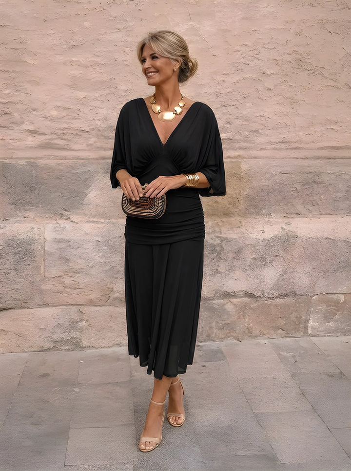 Aurélie | Robe Midi à Manches Longues Chiffon