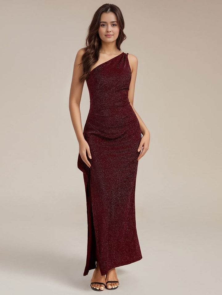 Céline | Robe de Soirée Maxi une Épaule Fendue