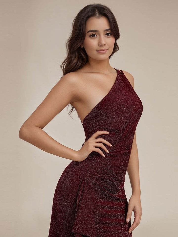 Céline | Robe de Soirée Maxi une Épaule Fendue