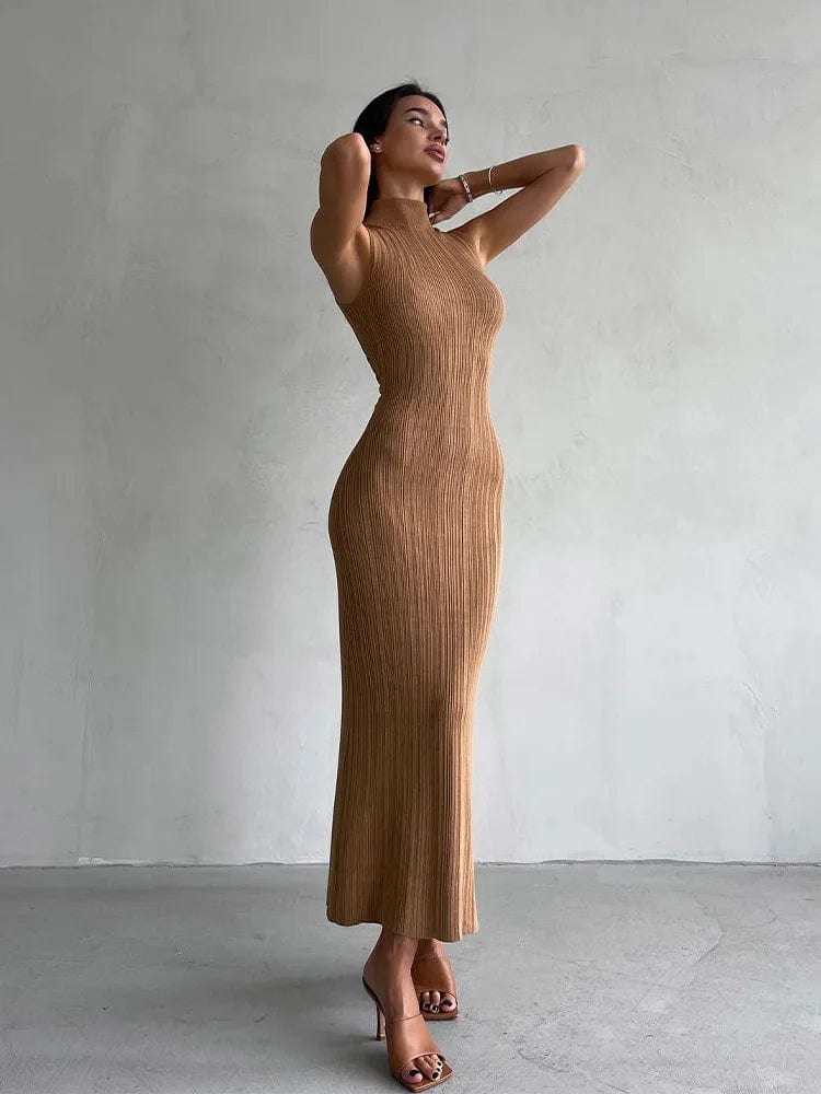 Pauline | Robe Pull Femme Maxi Col Montant Moulante