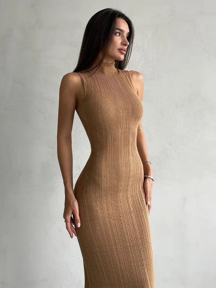Pauline | Robe Pull Femme Maxi Col Montant Moulante
