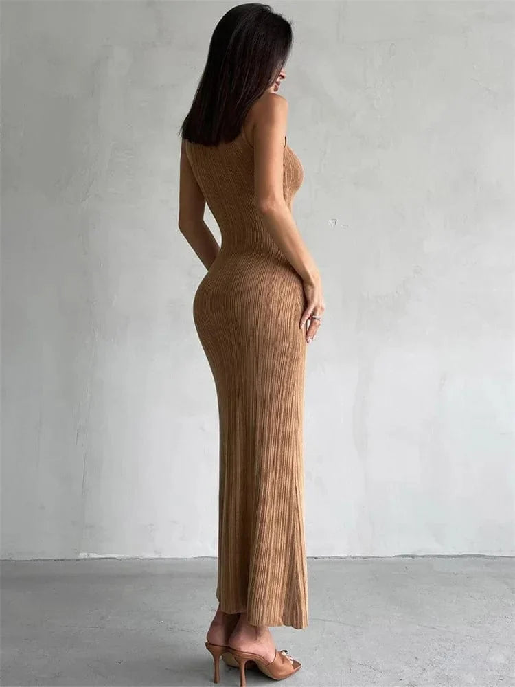 Pauline | Robe Pull Femme Maxi Col Montant Moulante
