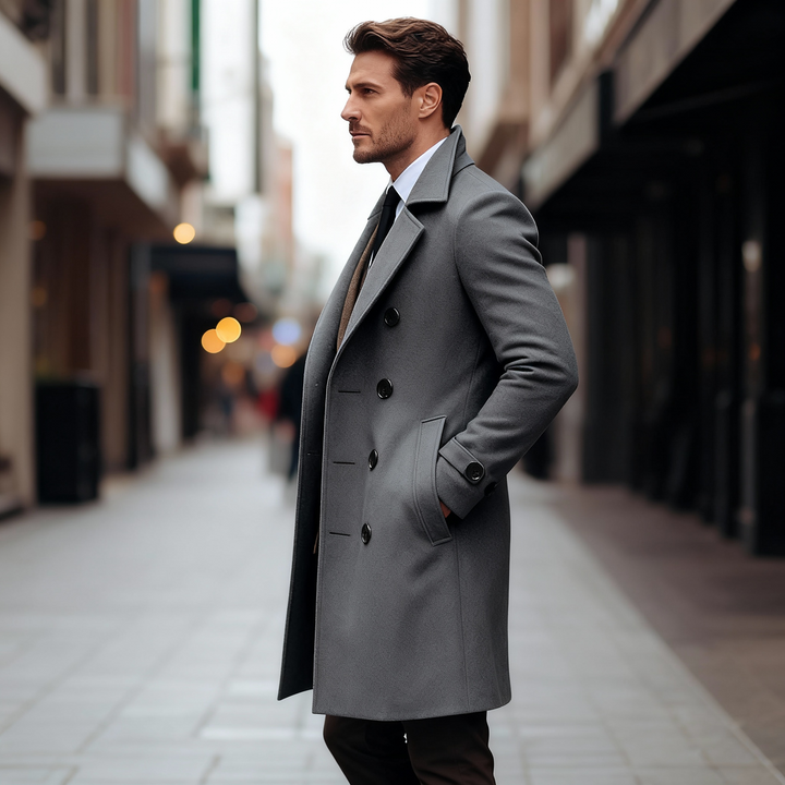 Dylan | Manteau Long Homme Laine Double Boutonnage