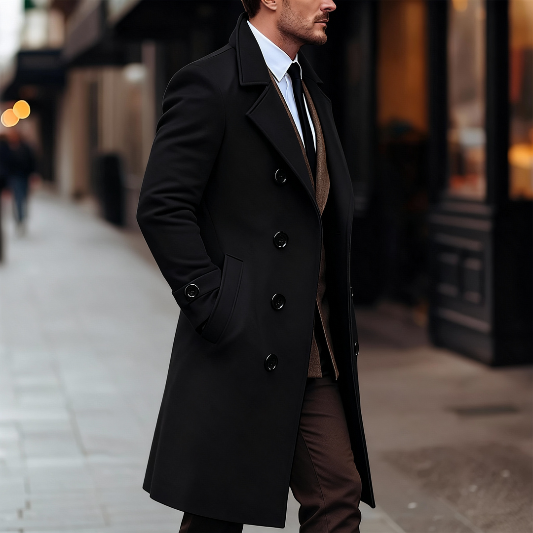 Dylan | Manteau Long Homme Laine Double Boutonnage