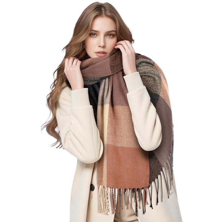 Manon | Manteau Long Femme Coupe Relax avec Foulard