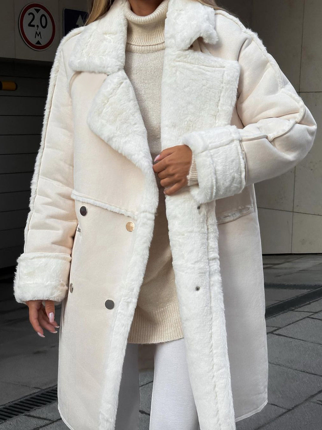 Noémie | Manteau Femme Fausse Fourrure Ivoire