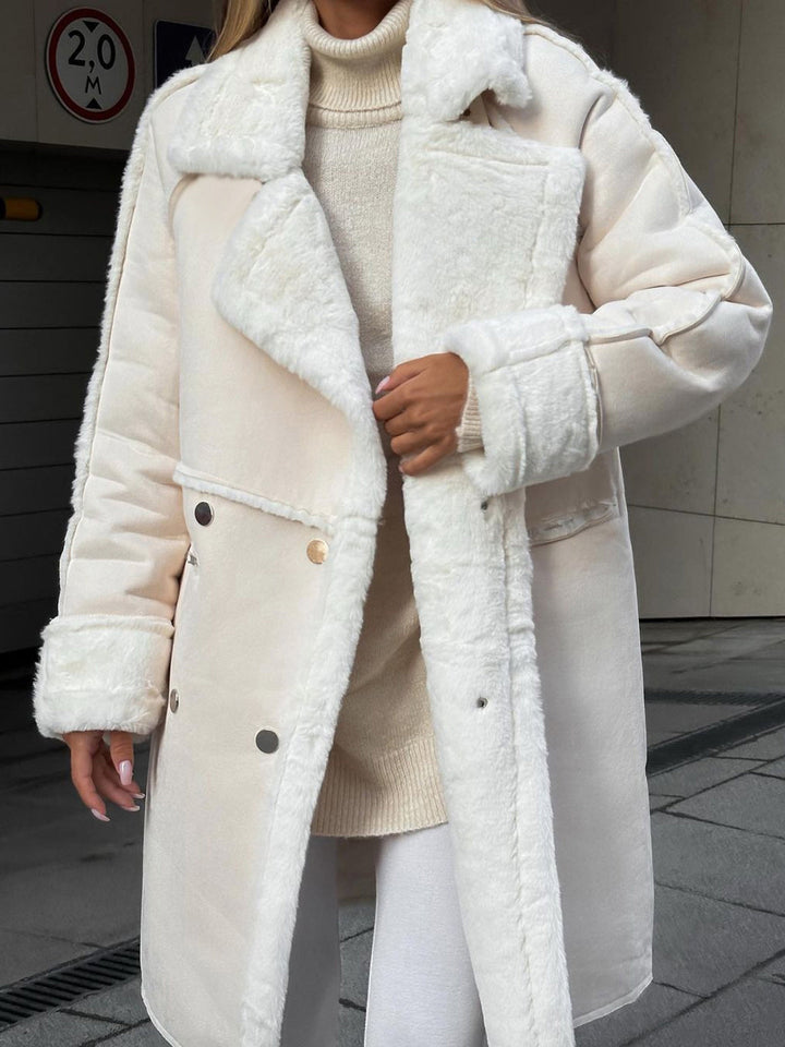 Noémie | Manteau Femme Fausse Fourrure Ivoire