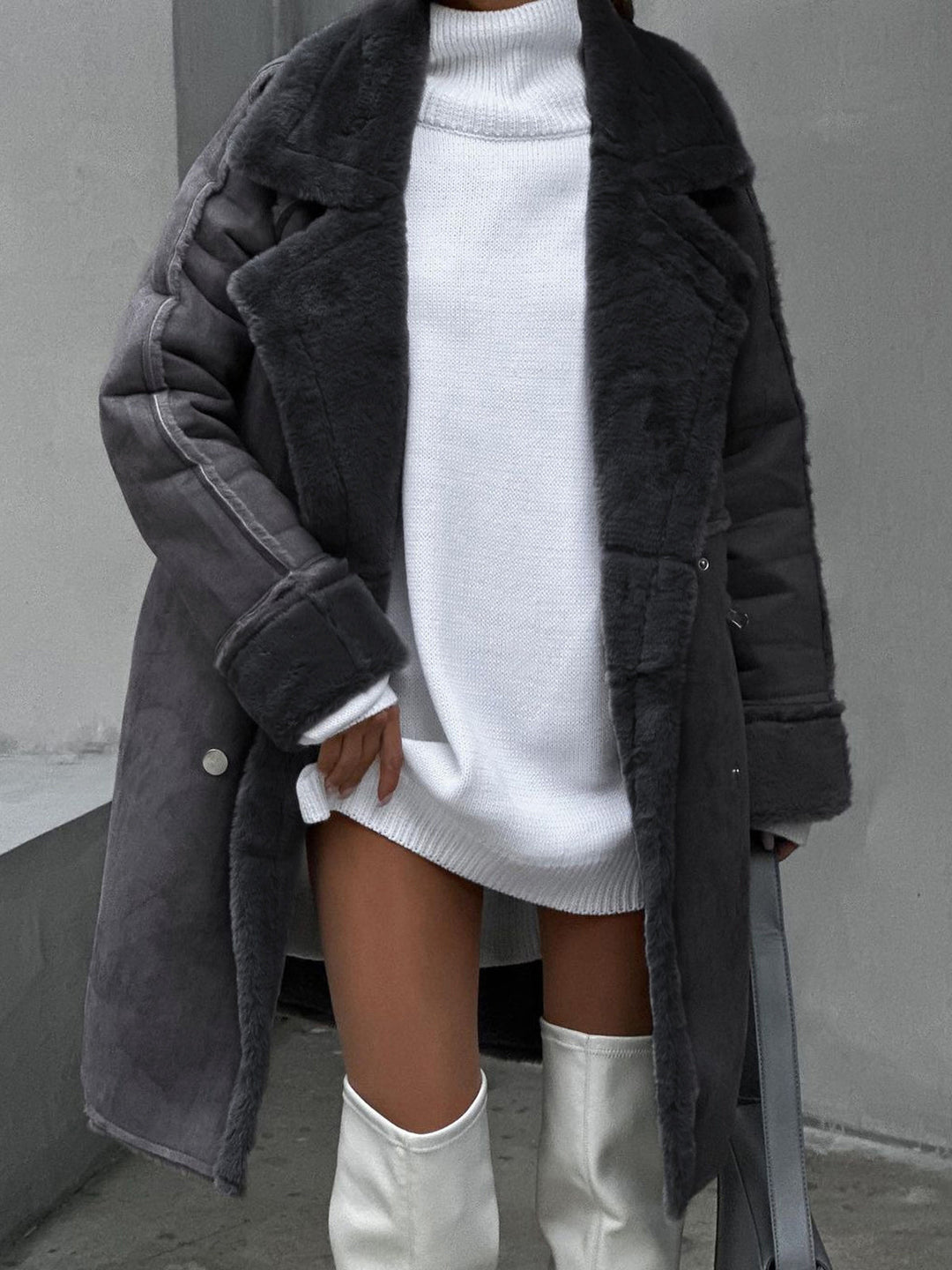 Noémie | Manteau Femme Fausse Fourrure Ivoire