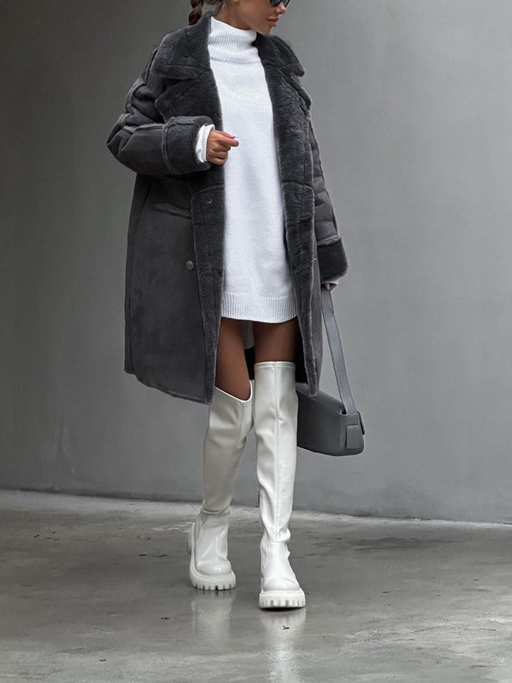 Noémie | Manteau Femme Fausse Fourrure Ivoire