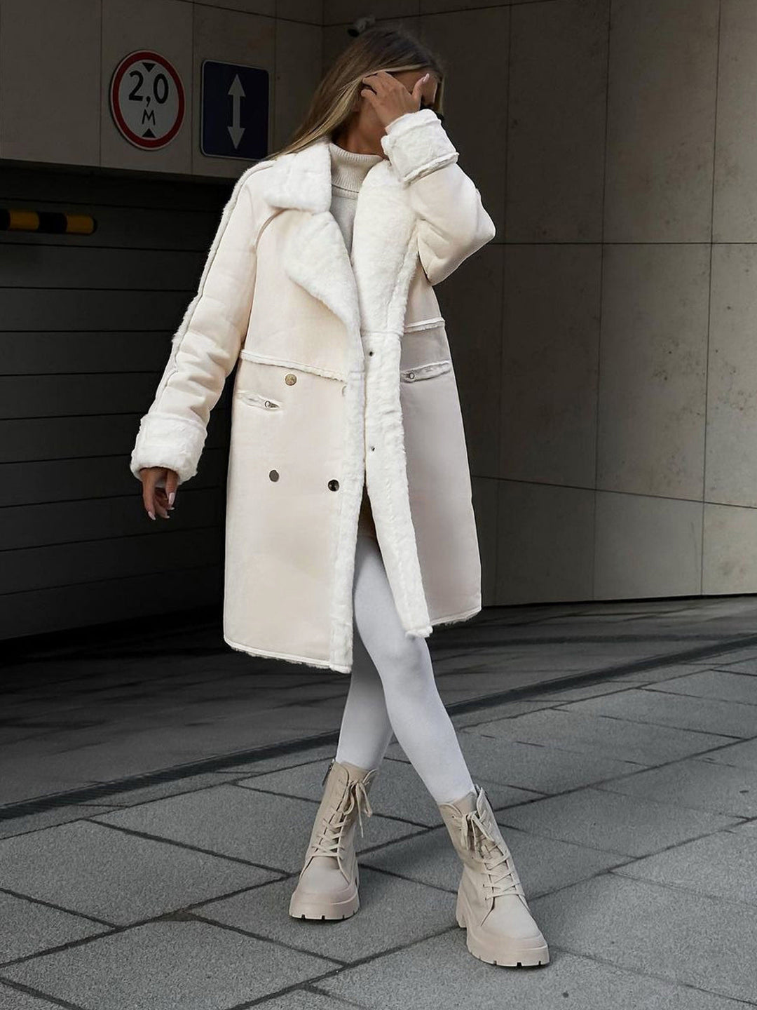 Noémie | Manteau Femme Fausse Fourrure Ivoire