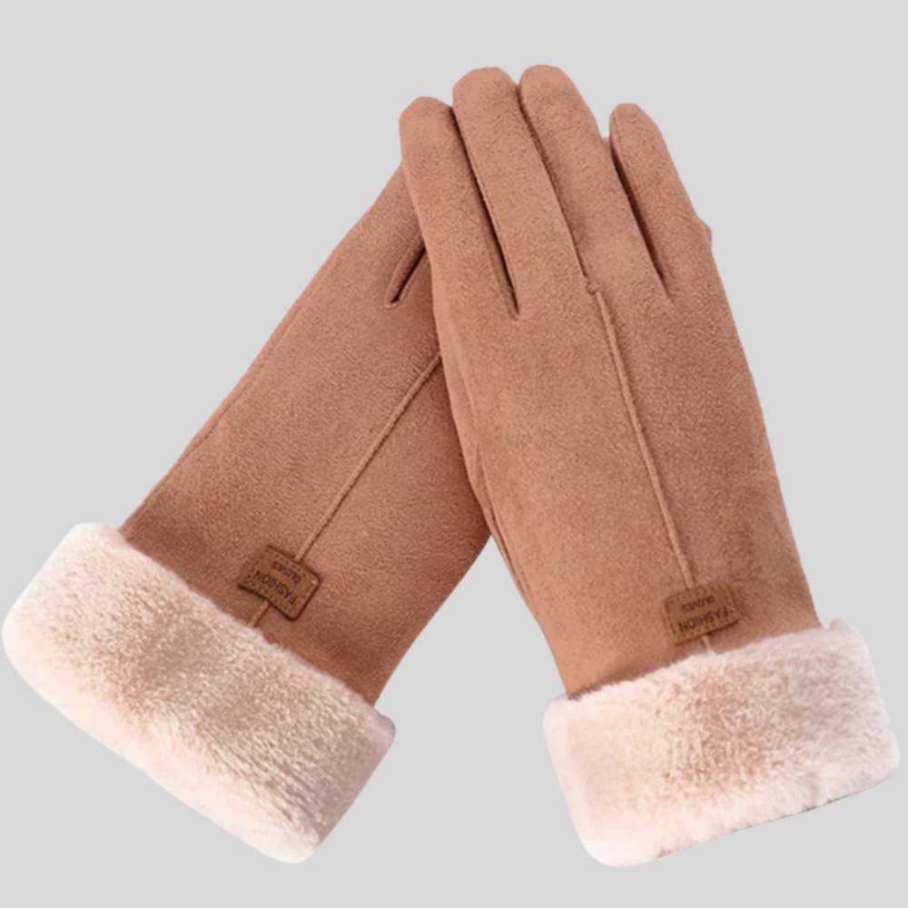 Manon | Gants en Daim avec Garniture en Fausse Fourrure