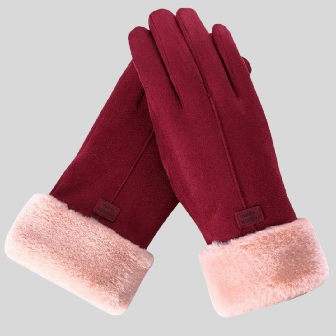 Manon | Gants en Daim avec Garniture en Fausse Fourrure