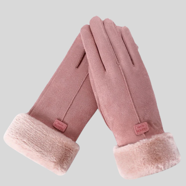 Manon | Gants en Daim avec Garniture en Fausse Fourrure
