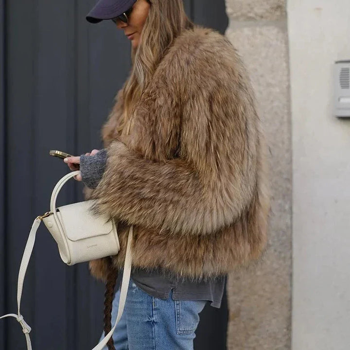 Coralie | Manteau Fausse Fourrure Femme Oversize Longues Manches