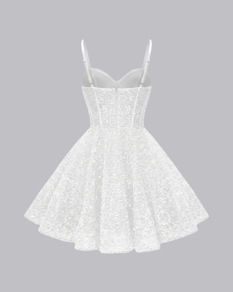 Lucie | Robe Courte Sequin Col Cœur Sans Manches