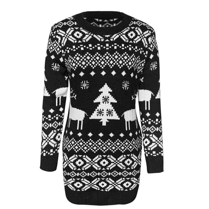 Isabelle | Robe Pull Tricot Féérique Motif Renne